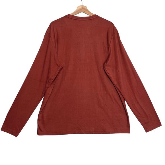 Weatherproof Henley Shirt Men Sz XL Orange Long Sleeves Double Brushed Soft Knit - Picture 9 of 9